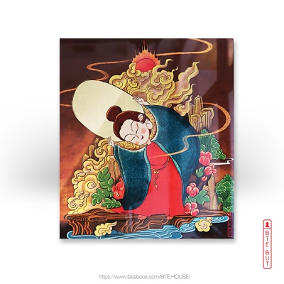TRANH SƠN MÀI DÁT BẠC - QUAN ÂM NGHIÊNG NGƯỜI